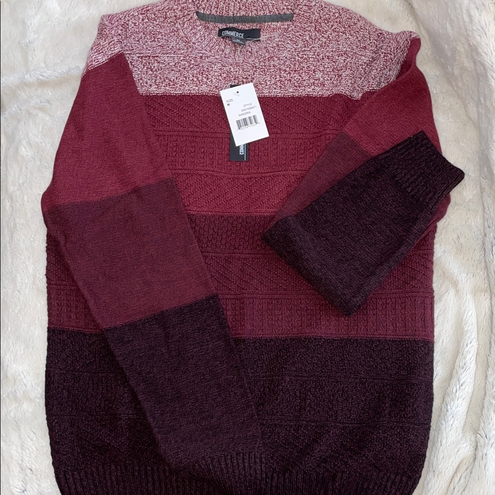 Burgundy and Maroon Striped Sweater